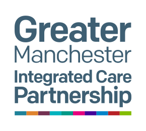 Greater Manchester Integrated Care Partnership Logo - If you click it will take you through to the front page
