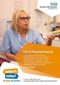 A picture of the poster for the practice nurse