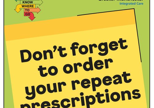 The text reads: Don't forget to order your repeat prescriptions.