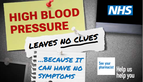 High blood pressure leaves no clues... because it has no symptoms. See your pharmacist, help us help you.
