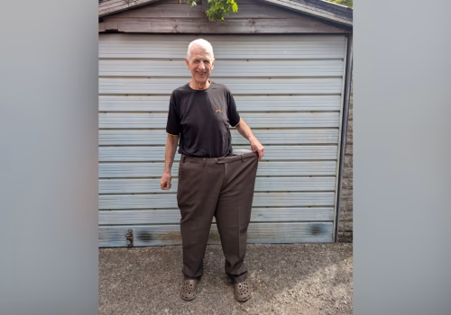 John showing off his weightloss from the type two diabetes prevention programme.