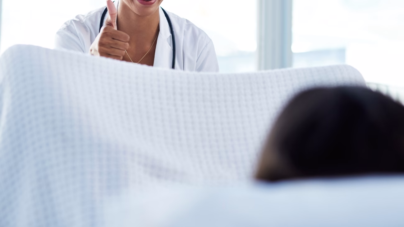 Patient receiving their cervical cancer screening.