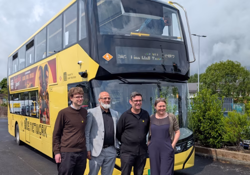 Andy Burnham and other local leaders outside of the Live Well bus