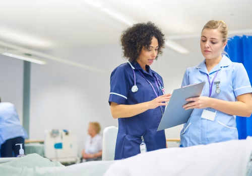 T level student working in a hospital.