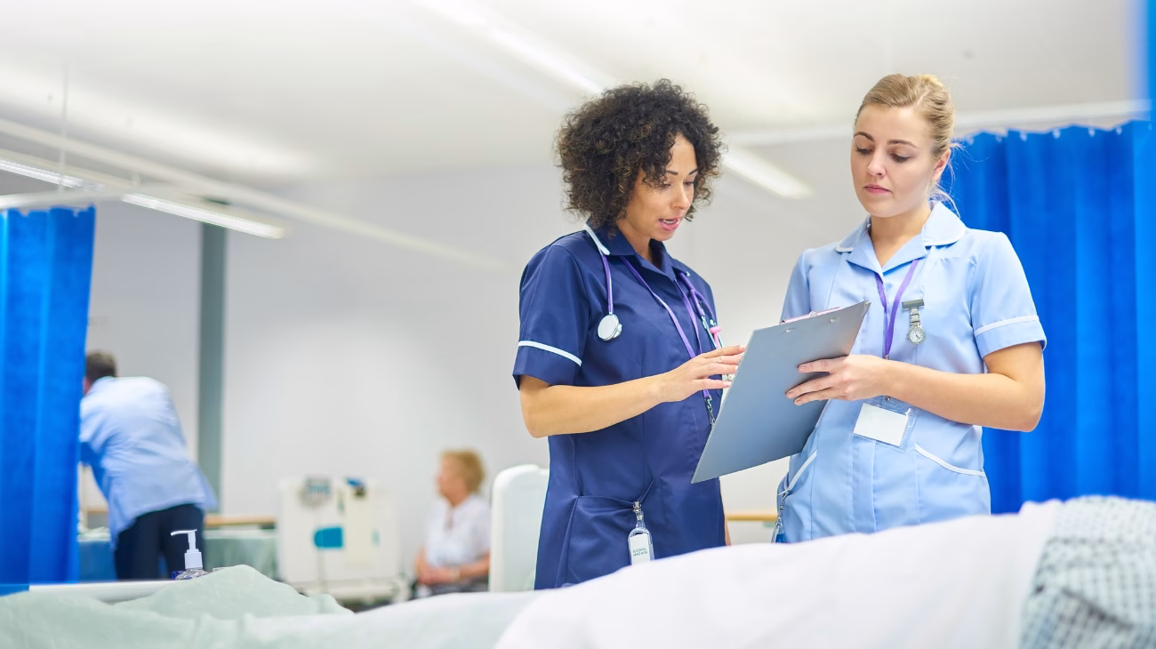 T level student working in a hospital.