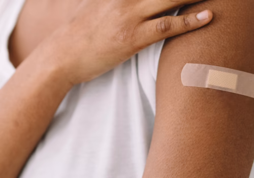 Arm with a plaster.