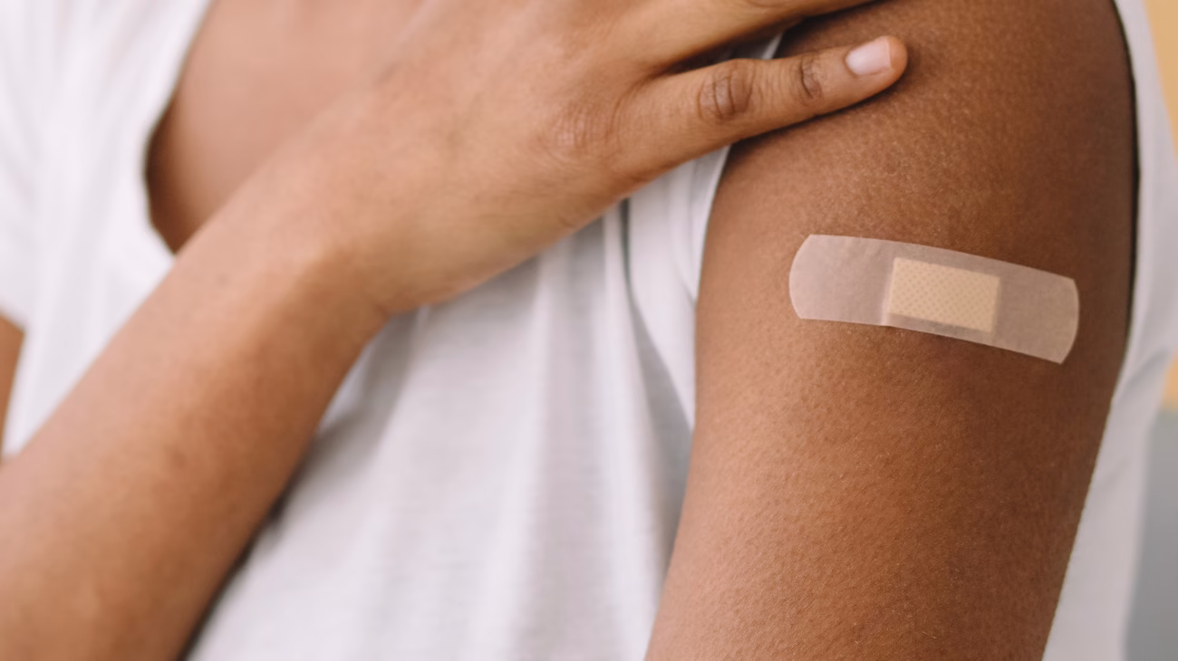 Arm with a plaster.