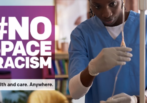#NoSpaceForRacism campaign image.