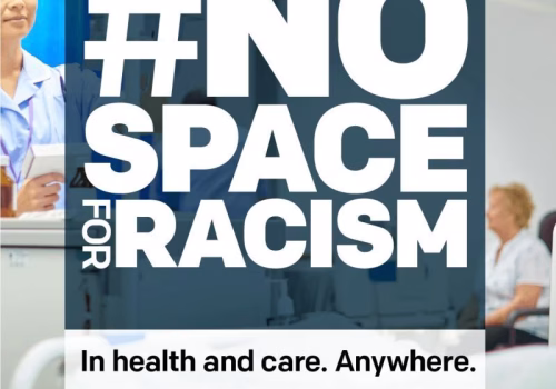 logo of the campain with a hashtag no space for racism